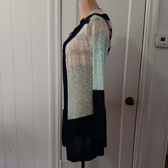 Rue21 Open Front Hooded Knit Color Block Cardigan Junior Women's Size Small New - Picture 4 of 16